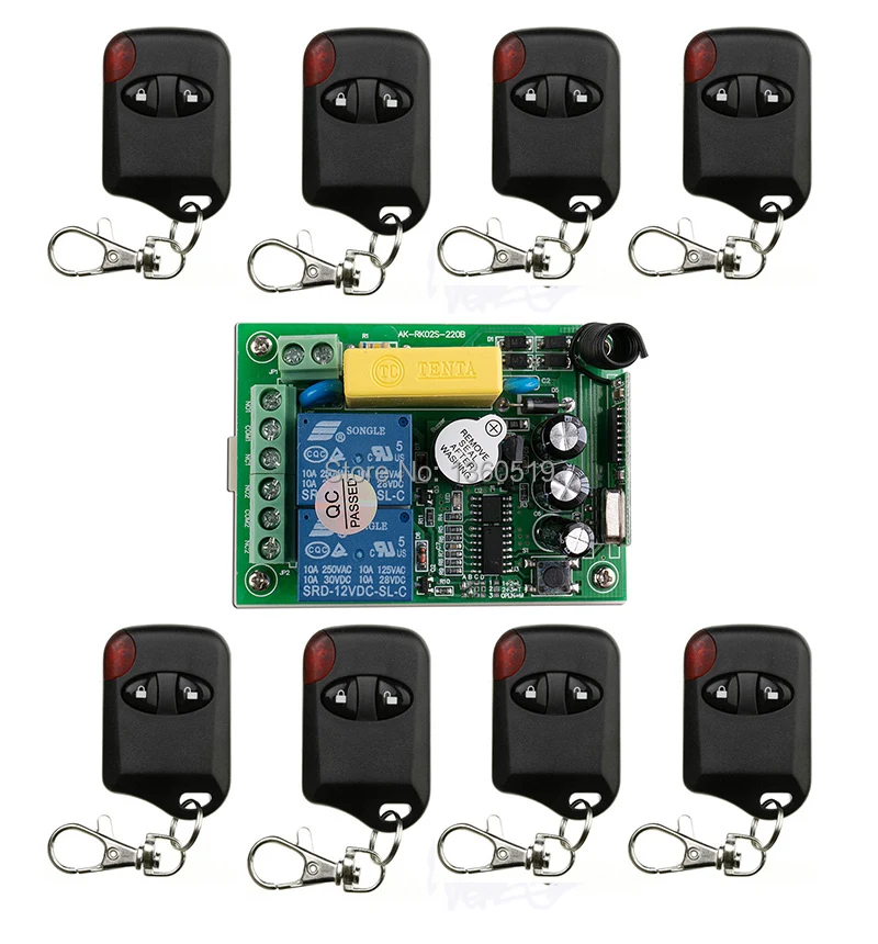 AC220V 2CH Wireless Remote Control Switch System teleswitch 1*Receiver +8 *cat eye Transmitters for Appliances Gate Garage Door
AC220V 2CH Wireless Remote Control Switch System teleswitch 1*Receiver +8 *cat eye Transmitters for Appliances Gate Garage Door