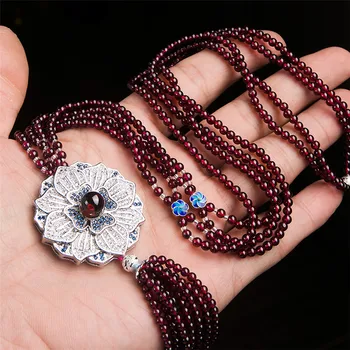 Genuine Wine Red Natural Garnet Necklace Charm Crystal Round Bead Woman Long Necklace 3mm
Genuine Wine Red Natural Garnet Necklace Charm Crystal Round Bead Woman Long Necklace 3mm