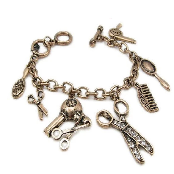Bohemia Style Retro Antique Bronze Forfex Hair Drier Comb Pendant Bracelet JB3002
Bohemia Style Retro Antique Bronze Forfex Hair Drier Comb Pendant Bracelet JB3002