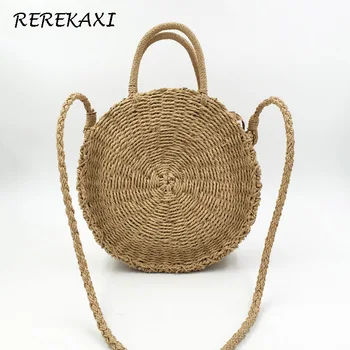 Handmade Rattan Weave Round Straw Bag Women's Handbag Bohemia Summer Beach Bag Knitted Shoulder Crossbody Bags Female Tote
Handmade Rattan Weave Round Straw Bag Women's Handbag Bohemia Summer Beach Bag Knitted Shoulder Crossbody Bags Female Tote