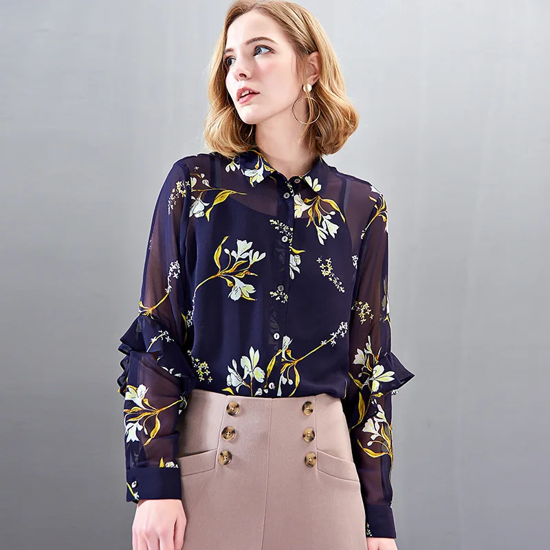 Silk Print Turn Down Collar Ruffles Single Breasted Long Sleeve Blouse 2019 New Women Spring Summer Office Lady Work Shirts
Silk Print Turn Down Collar Ruffles Single Breasted Long Sleeve Blouse 2019 New Women Spring Summer Office Lady Work Shirts