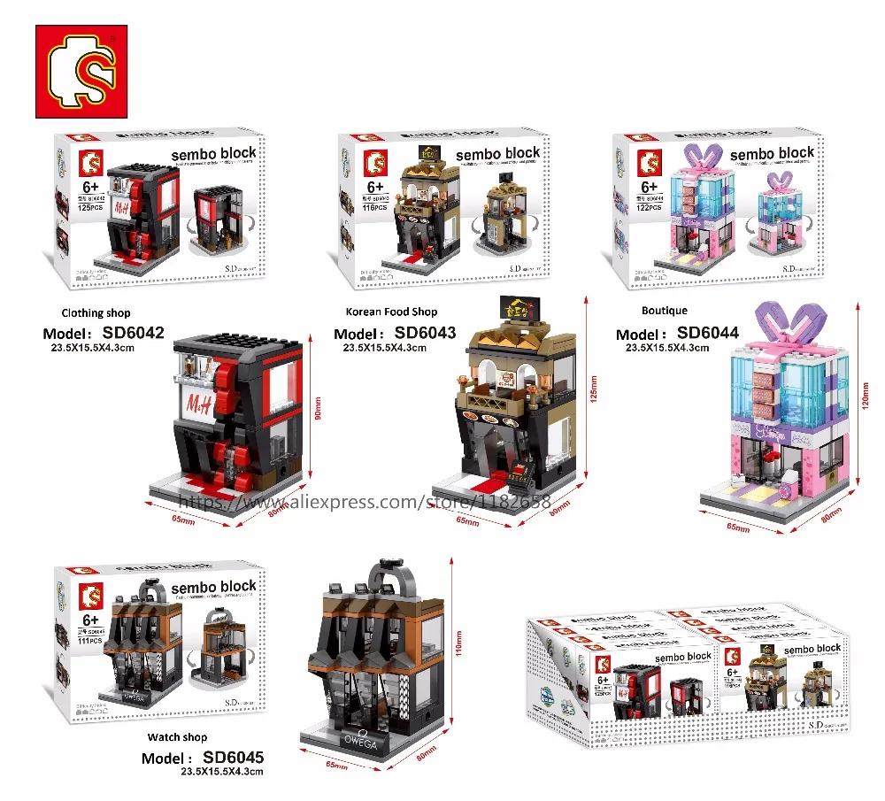 SEMBO Blocks Mini Street Store DIY Building Bricks Cute Small Shop Model Educational Kids toys Children Gifts SD6088-SD6091 SEMBO SD6088-SD6091 & SD6042-SD6045 & SD6062-6069 Mini Street Cute Small Shop