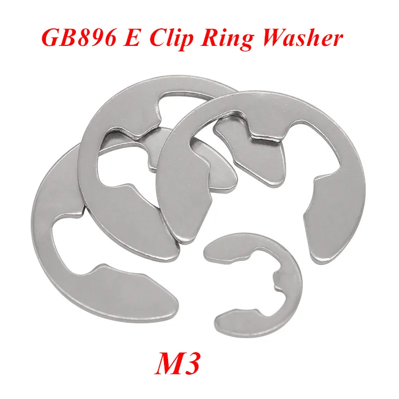 1000pcs GB896 M3 E Clip Washer Ring 3mm Circlip retaining ring for shaft fastener hardware 304 Stainless steel | Обустройство дома