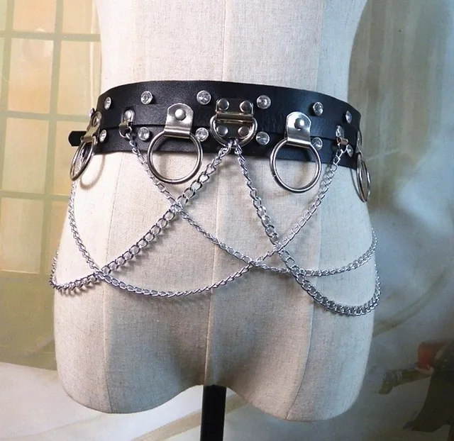 100 Handmade Cosplay Fashion Sexy Leather Waist Belt Harness Punk