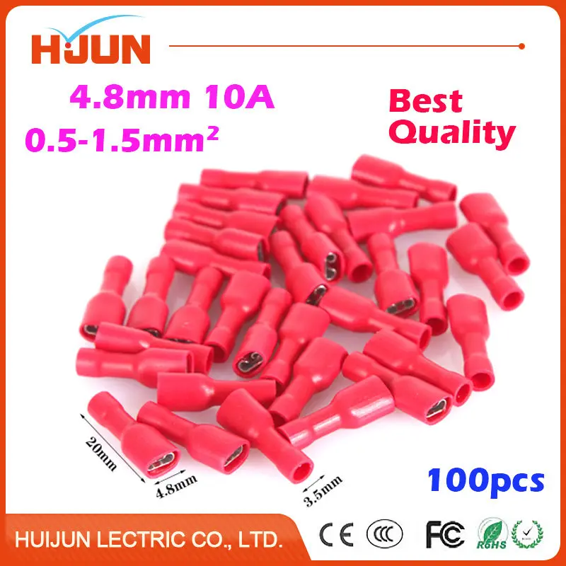 100pcs 4.8mm Red Female Splice Crimp Terminal Fully Insulated Wire Cable Connector Electrical Spade
100pcs 4.8mm Red Female Splice Crimp Terminal Fully Insulated Wire Cable Connector Electrical Spade