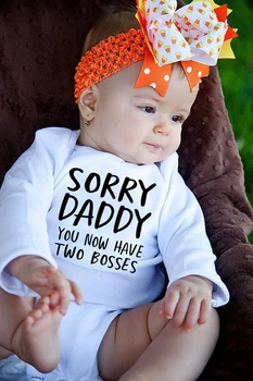 

Baby Rompers Baby Long Sleeve Clothing Sorry Daddy You Now Have Two Bosses Print Romper Infant Newborn Baby Boy Girl Jumpsuit