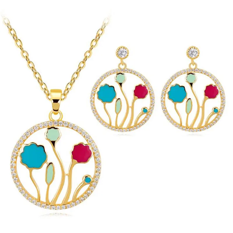 Newest Colorful Tulip Flowers Design Zircon Round Enamel Jewelry Set (Earrings,Pendant)
Newest Colorful Tulip Flowers Design Zircon Round Enamel Jewelry Set (Earrings,Pendant)