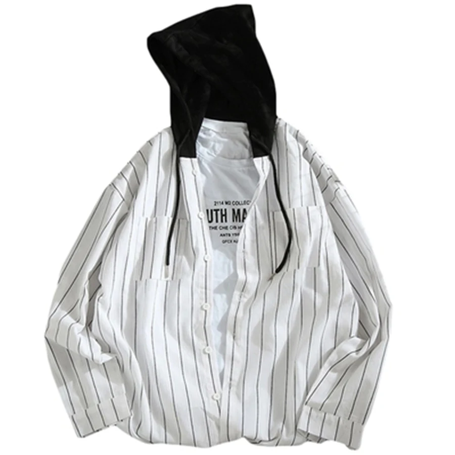 New Mens Striped Shirts Male Loose Long Sleeve Social Linen Stripe Casual Shirt Hooded Korean Animal Print Modis Jacket 50CS073
New Mens Striped Shirts Male Loose Long Sleeve Social Linen Stripe Casual Shirt Hooded Korean Animal Print Modis Jacket 50CS073