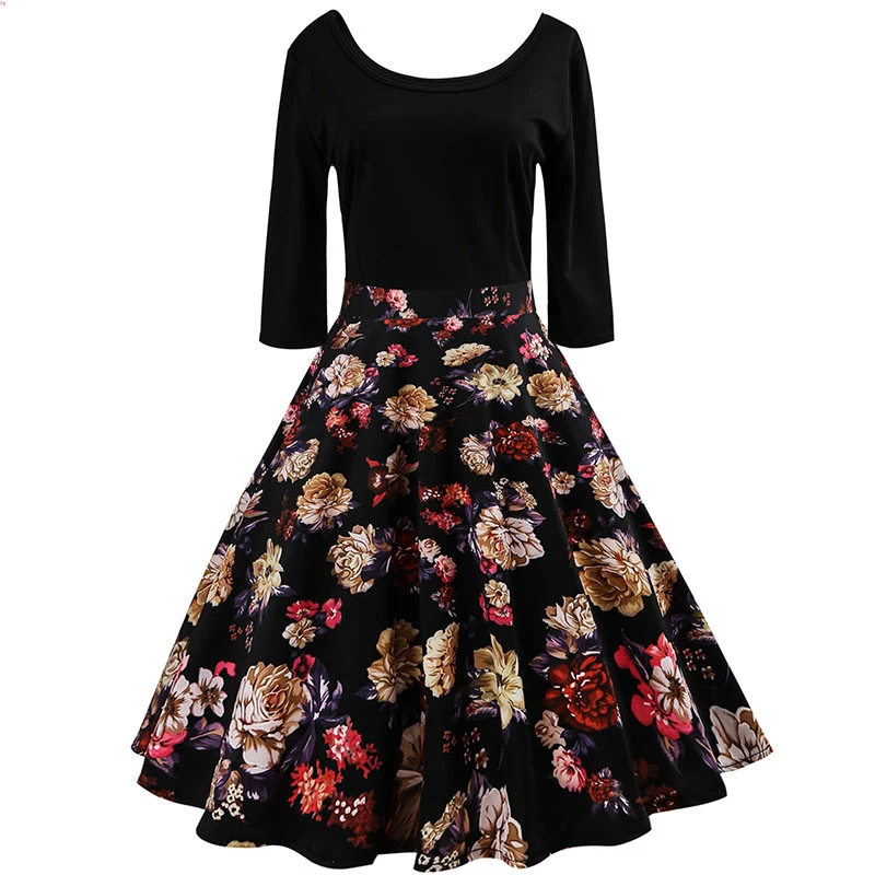 Toppick 3/4 Sleeve Autumn Winter Dress Women Hepburn Floral Print Vintage Dress Elegant Party Dresse Plus Size Jurken Vestidos
Toppick 3/4 Sleeve Autumn Winter Dress Women Hepburn Floral Print Vintage Dress Elegant Party Dresse Plus Size Jurken Vestidos