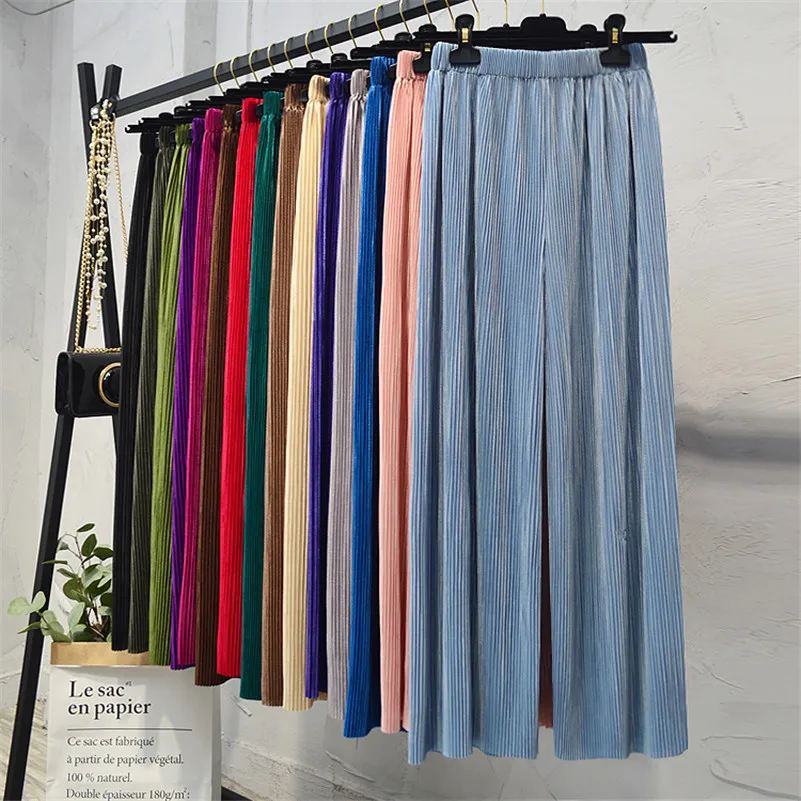 New Korean Version Summer Autumn Women Wide Leg Pants Loose Elastic High Waist Trousers Female Casual Pleated Nine Pant SF1278
New Korean Version Summer Autumn Women Wide Leg Pants Loose Elastic High Waist Trousers Female Casual Pleated Nine Pant SF1278