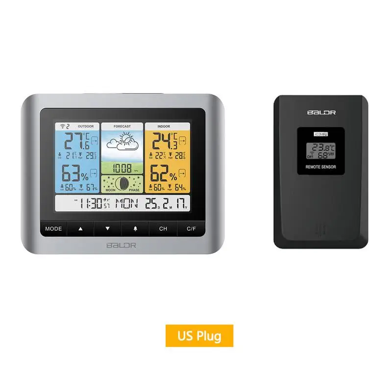 Baldr Digital Weather Station Color Forecast In/Outdoor Temperature Sensor Alarm Clock Barometer Thermometer Wireless EU US PLUG
Baldr Digital Weather Station Color Forecast In/Outdoor Temperature Sensor Alarm Clock Barometer Thermometer Wireless EU US PLUG
