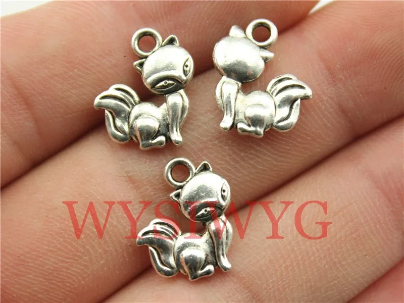 Free Ship 10//50Pcs Tibetan Silver Fox Charms Pendant For Bracelet 15x14mm