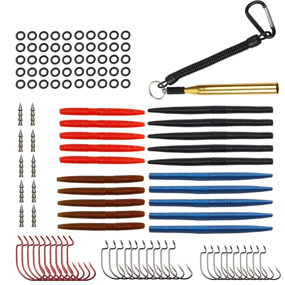 111pcs Wacky fishing rig kit Soft worms fishing lure Rubber O rings tungsten nail neko rigs tackle for bass fishing
111pcs Wacky fishing rig kit Soft worms fishing lure Rubber O rings tungsten nail neko rigs tackle for bass fishing