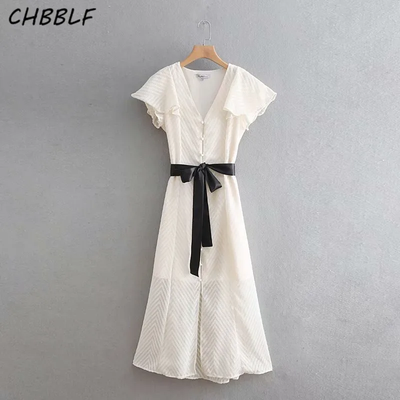 CHBBLF women stylish striped midi dress sashes decorate short flare sleeve female chic casual wear dress WEW5310
CHBBLF women stylish striped midi dress sashes decorate short flare sleeve female chic casual wear dress WEW5310