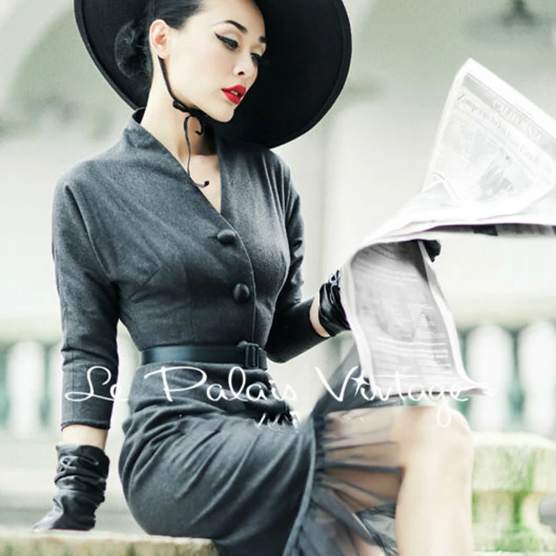 FREE SHIPPING Le Palais Vintage autumn and winter retro elegant gray Slim retro fishtail dress/bodycon lace dress
FREE SHIPPING Le Palais Vintage autumn and winter retro elegant gray Slim retro fishtail dress/bodycon lace dress