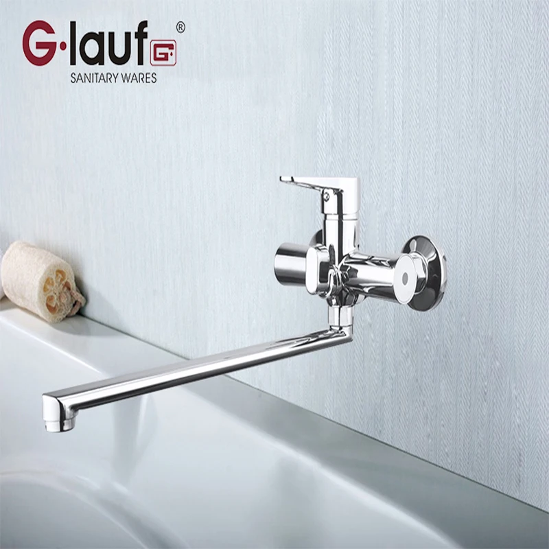 

Glauf Russia NUD7-A045 35cm Steel Ceramic Plate Spool Single Handle Hot&Cold Water Wall Mounted Contemporary Bathroom Faucets