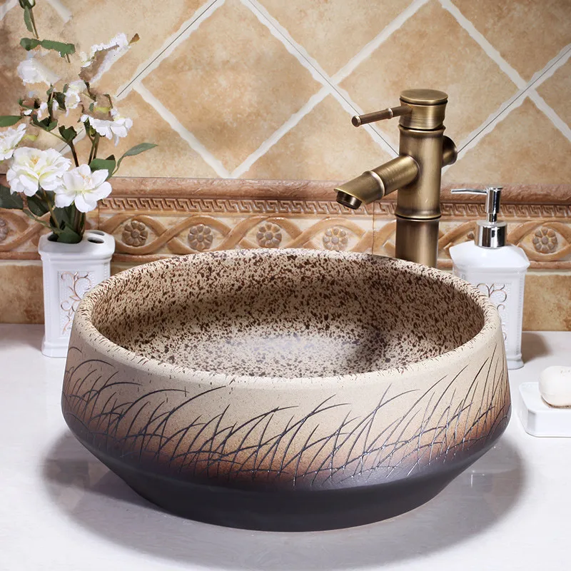 Europe style chinese wash basin Jingdezhen Art Counter Top ceramic basin sink countertop washbasins (1)