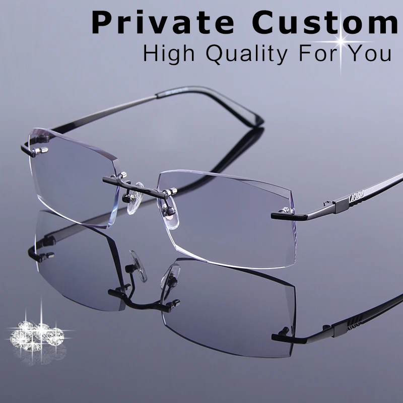High Quality Diamond Trimmed Eyeglasses Men Rimless Reading Glasses Frame Male Tint Lens Optical Myopia Prescription Spectacles
High Quality Diamond Trimmed Eyeglasses Men Rimless Reading Glasses Frame Male Tint Lens Optical Myopia Prescription Spectacles