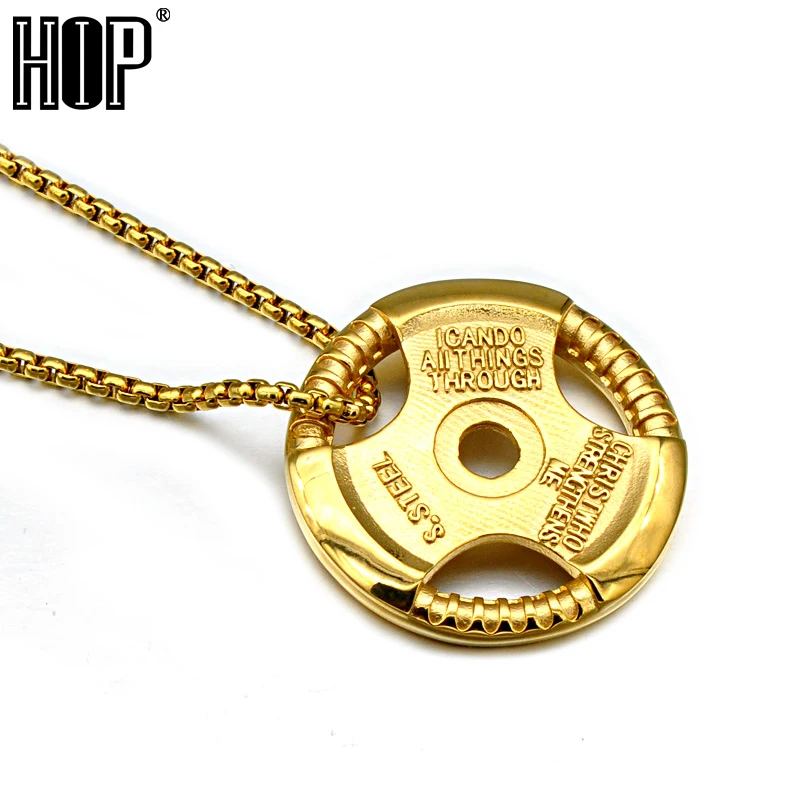 HIP Punk Gold Color Stainless Steel Dumbbell Plate Pendant Creative Force Fitness Pendant Necklaces for Men Jewelry
HIP Punk Gold Color Stainless Steel Dumbbell Plate Pendant Creative Force Fitness Pendant Necklaces for Men Jewelry