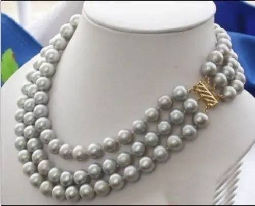 Free Shipping >>> triple strands 9-10mm natural south sea gray pearl necklace 18"14K Gold Clasp
Free Shipping >>> triple strands 9-10mm natural south sea gray pearl necklace 18"14K Gold Clasp