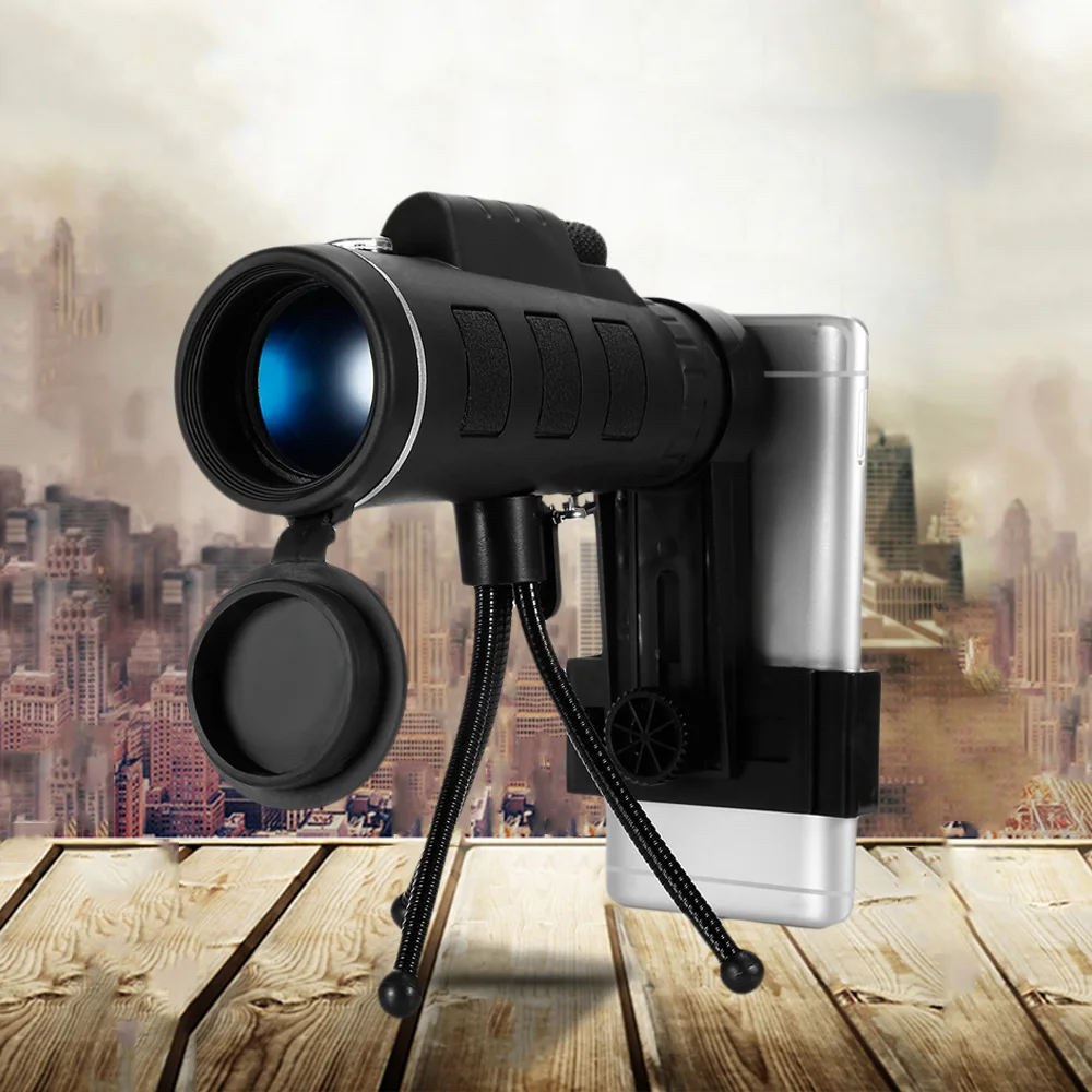 

40X60 Monocular BAK4 Monocular Telescope HD Night Vision Prism Scope With Compass Phone Clip Tripod for Outdoor Activities