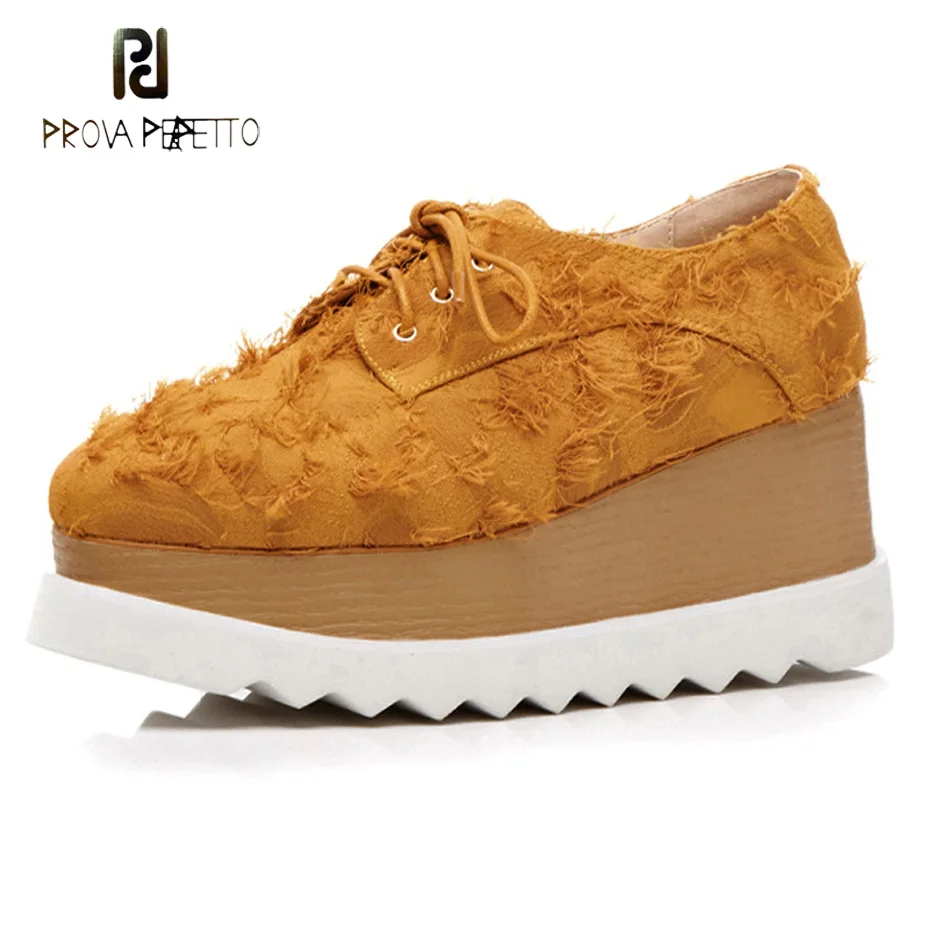 Prova Perfetto 2018 Осень кисточкой brogue обувь женщин увеличилась на платформе