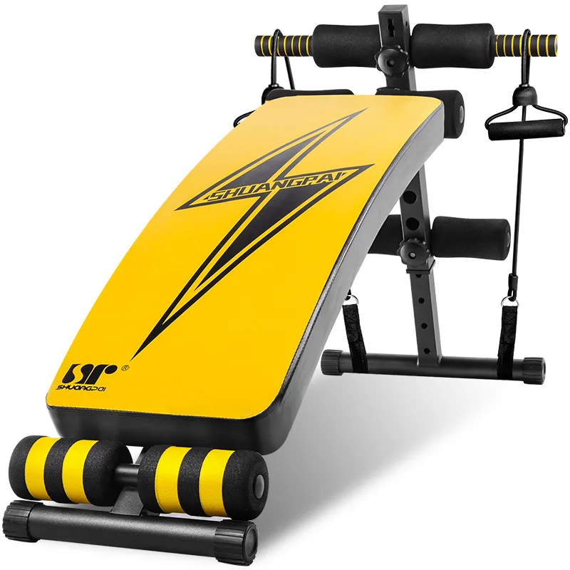 Image Adjustable Sit Up Ab Bench enlarged hoot foam upgrade PU material thickened panel anti skid Rubber sleeve T shape frame