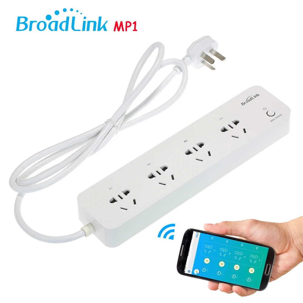 BroadLink MP1 WiFi Smart Power Strip Socket Multi-Plug Timer Switch Power Strip Outlet with 4 AC Outlets App Remote Control
BroadLink MP1 WiFi Smart Power Strip Socket Multi-Plug Timer Switch Power Strip Outlet with 4 AC Outlets App Remote Control