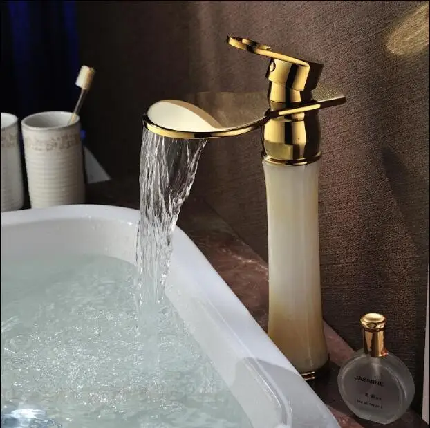 Free Shipping Waterfall Faucet Gold Brass & Jade Basin Faucet Hot And Cold Basin Mixer Tall Bathroom Sink Faucet Mixer Tap
Free Shipping Waterfall Faucet Gold Brass & Jade Basin Faucet Hot And Cold Basin Mixer Tall Bathroom Sink Faucet Mixer Tap