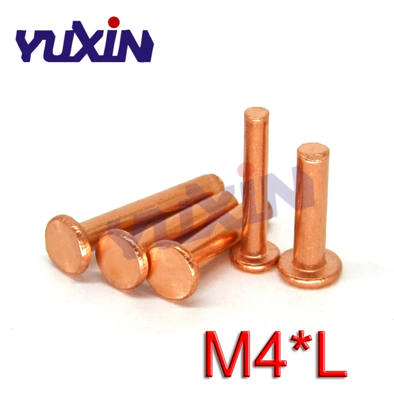 

100Pcs/50Pcs Copper Solid Rivets GB109 M4*L Flat Head Copper Rivets Solid Brass Rivet 4mm Diameter 5mm-30mm Length