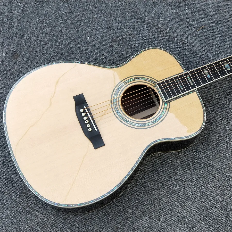Ebony fingerboard OM style acoustic guitar,Factory Real abalone inlays AAA Solid spruce top 41 inches Guitar Free shipping
Ebony fingerboard OM style acoustic guitar,Factory Real abalone inlays AAA Solid spruce top 41 inches Guitar Free shipping