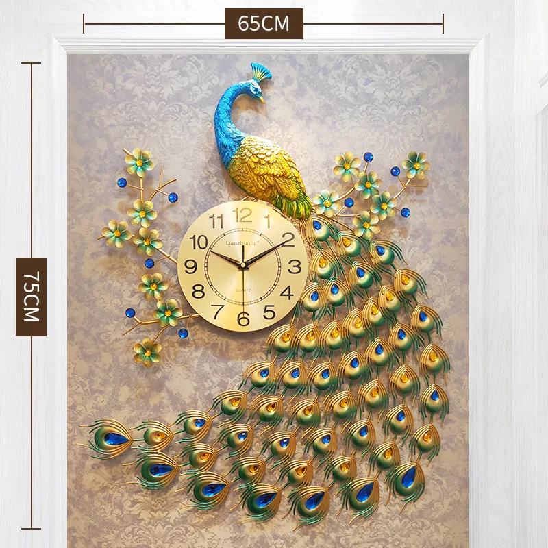 home decor peacock wall clock living room bedroom