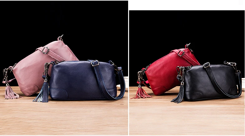 Lomelobo Women Messenger Bag Genuine Leather Ladies Shoulder Bags Handbag Female Hobos Bag Litchi Pattern +Tassel Crossbody Bags HBL5555 Details (11)