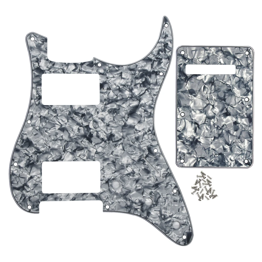 FLEOR 11 Hole Guitar Pickguard HH Back Plate Tremolo Cover Grey Pearl 4Ply for Strat Guitar
FLEOR 11 Hole Guitar Pickguard HH Back Plate Tremolo Cover Grey Pearl 4Ply for Strat Guitar
