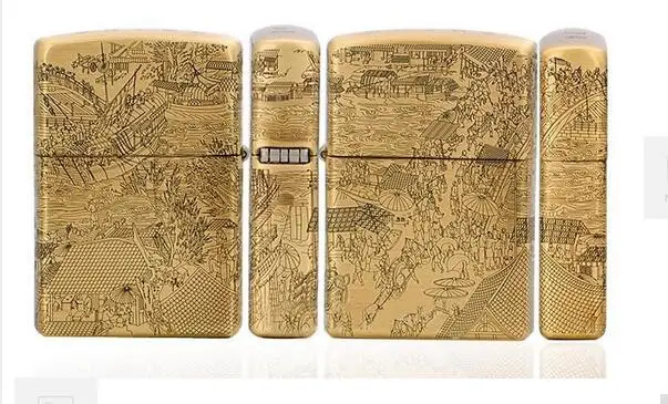 Free shipping kerosene lighter famous Chinese ancient painting qingming scroll Golden lighters
Free shipping kerosene lighter famous Chinese ancient painting qingming scroll Golden lighters