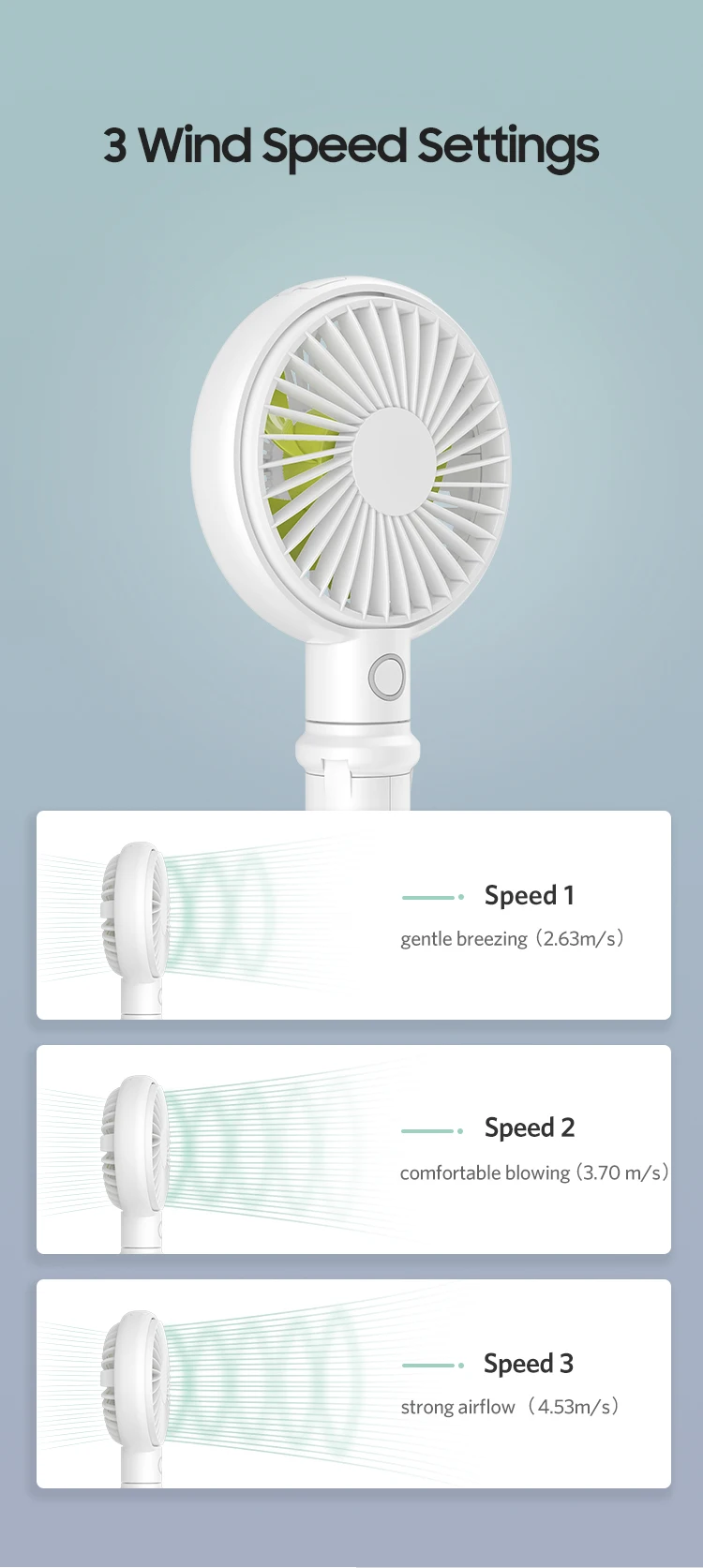 Rechargeable Colorful USB Mini Fan Handheld Fan with 3-Speed - - gadget Rechargeable Colorful USB Mini Fan Handheld Fan with 3-Speed - - gadget