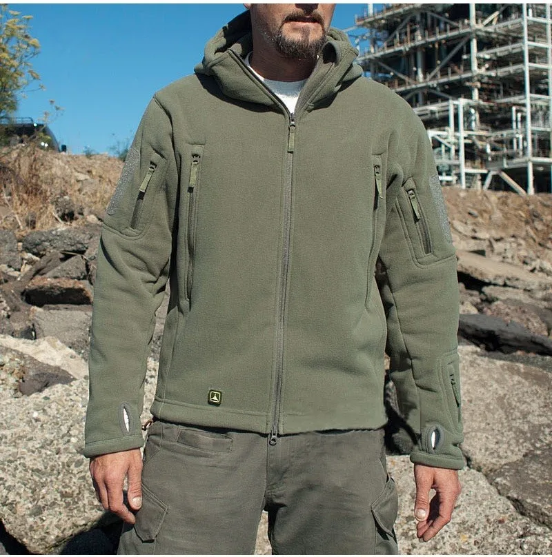 Мужская Флисовая тактическая куртка Polartec теплая флисовая с капюшоном верхняя