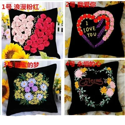 DIY 3D Cross Stitch Black Ribbon Cushion Pillow Case Cover Materials Non-finished
DIY 3D Cross Stitch Black Ribbon Cushion Pillow Case Cover Materials Non-finished