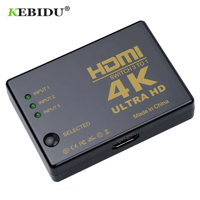 Kebidu 4K*2K 3 input to 1 output HDMI switcher HDMI Hub Splitter TV Switcher Ultra HD for HDTV PC for PS3 Xbox360 Newest
Kebidu 4K*2K 3 input to 1 output HDMI switcher HDMI Hub Splitter TV Switcher Ultra HD for HDTV PC for PS3 Xbox360 Newest