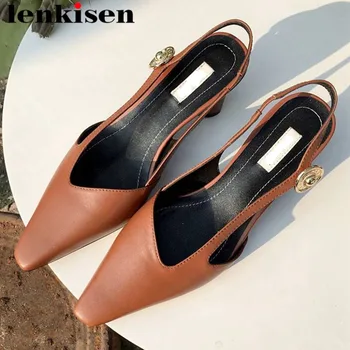 Lenkisen concise style natural leather buckle strap pretty girls strange style med heels summer slingback women sandals L5f2
Lenkisen concise style natural leather buckle strap pretty girls strange style med heels summer slingback women sandals L5f2