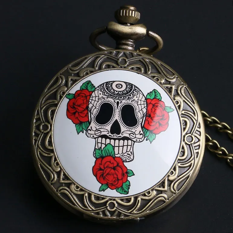Antique Bronze Flower Skull Hot Sale Mens Womens Quartz Pocket Watch With Necklace Chain
Antique Bronze Flower Skull Hot Sale Mens Womens Quartz Pocket Watch With Necklace Chain