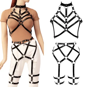 Leather Harness Garter Belts Sexy Lingerie Set Black Waist Leg Bondage Bra Goth Adjust Tops Hollow Out Festival Rave for Women
Leather Harness Garter Belts Sexy Lingerie Set Black Waist Leg Bondage Bra Goth Adjust Tops Hollow Out Festival Rave for Women