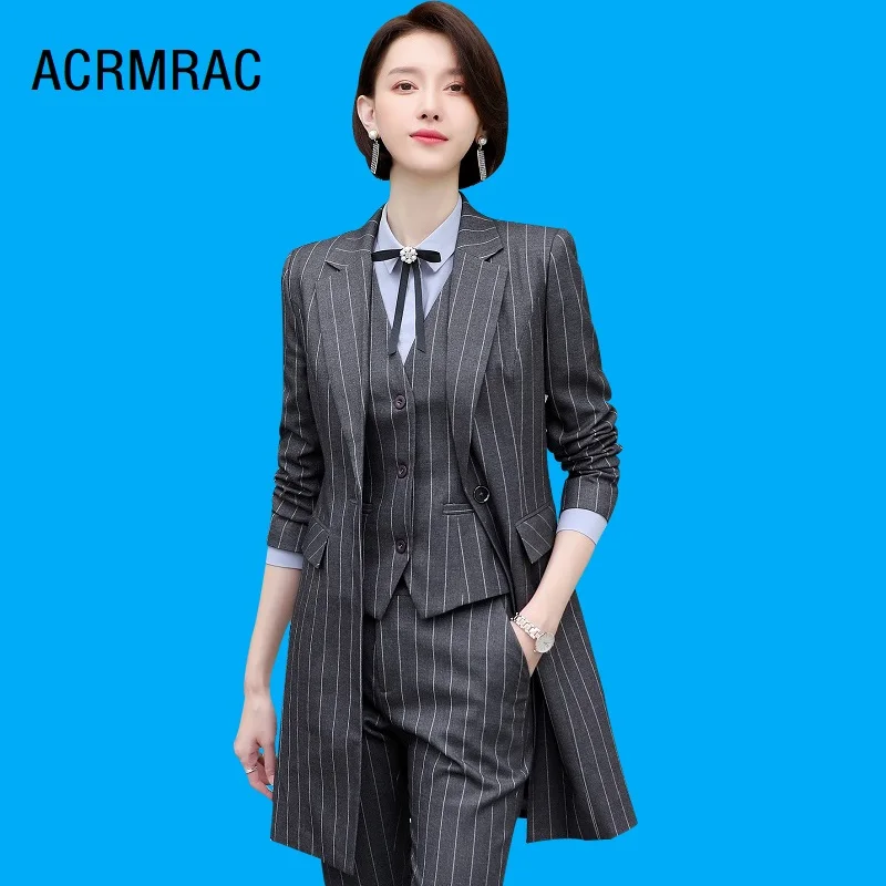 Women suits Slim spring stripe long jacket Pants 2-piece set OL Formal Business Women pants suits Woman set suits 1955
Women suits Slim spring stripe long jacket Pants 2-piece set OL Formal Business Women pants suits Woman set suits 1955