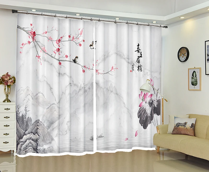 White Curtain plum blossom print Blackout 3D Window Curtain Living Room wedding Cortina Drapes Rideaux Customized pillowcase
White Curtain plum blossom print Blackout 3D Window Curtain Living Room wedding Cortina Drapes Rideaux Customized pillowcase