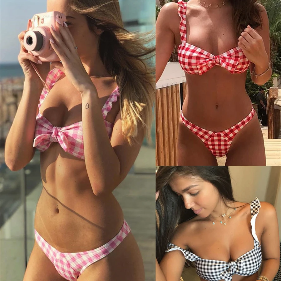 FWMS Women Sexy Swimsuit Swimwear Bikinis Women Biquin Plaid Printed Bikini 2019 Set Push-Up Padded Bow Swimsuit Beachwear
FWMS Women Sexy Swimsuit Swimwear Bikinis Women Biquin Plaid Printed Bikini 2019 Set Push-Up Padded Bow Swimsuit Beachwear
