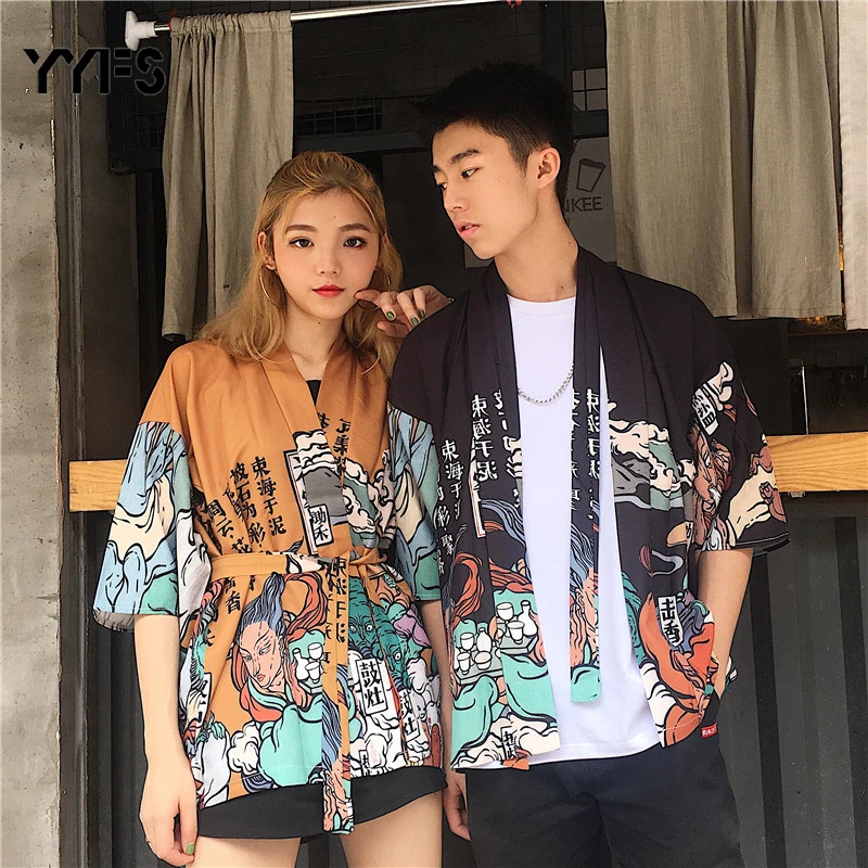 Kimono Cardigan lacing Women Men lovers Casual Loose printing Japanese Kimono Women Outerwear Kimono Dress Mujer
Kimono Cardigan lacing Women Men lovers Casual Loose printing Japanese Kimono Women Outerwear Kimono Dress Mujer