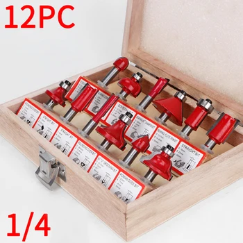 12pcs 1/4 Inch Shank Wood Router Bit Woodworking Cutter Rotary Tool Set Cleaning Flush Trim Corner Round Cove Box Bits Tools
12pcs 1/4 Inch Shank Wood Router Bit Woodworking Cutter Rotary Tool Set Cleaning Flush Trim Corner Round Cove Box Bits Tools