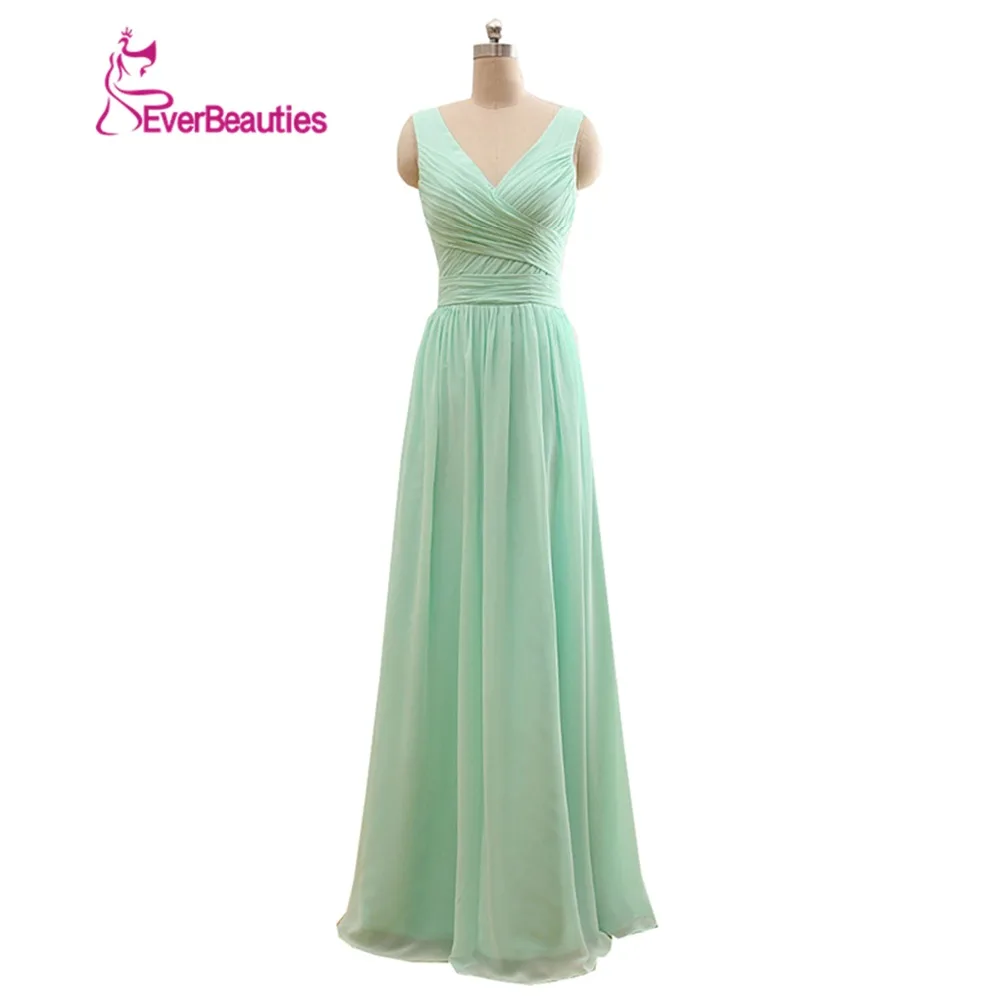 

Mint Bridesmaid Dresses To Party Long Formal Dresses Chiffon Light Green Prom Dresses Under $50 vestidos dama de honor