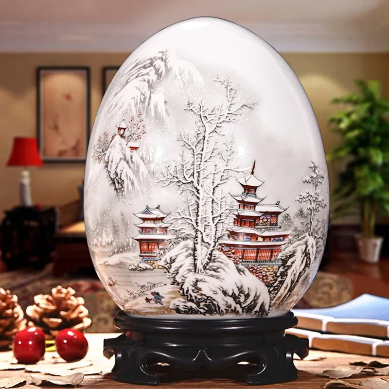 

NOOLIM Antique Jingdezhen Ceramic Vase Lucky Egg Powder Enamel Thin Prosperous Egg Home Decoration Furnishing Article