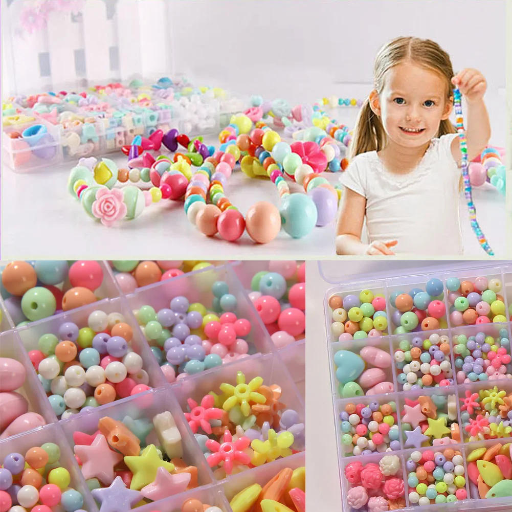 Person - Assorted Plastic Acrylic Bead Kit Accessories DIY Bracelets Toys Jewelry Making Bead Kit